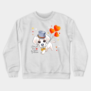 puppy Labrador Retriever dog and red hearts Crewneck Sweatshirt